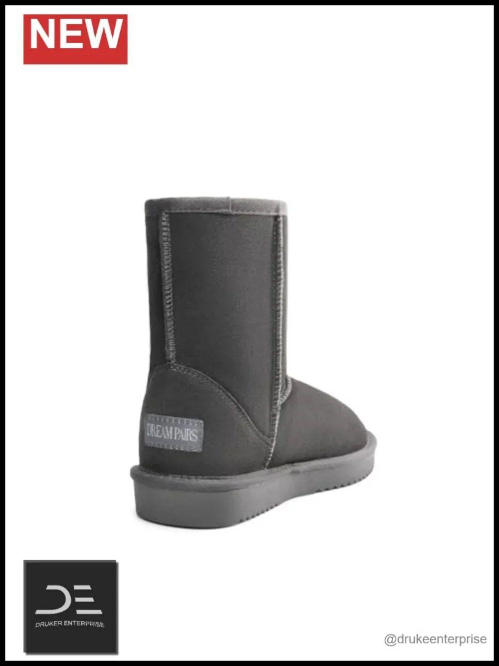 Women's Mid Calf Slip-on Winter Snow Boots with Faux Fur Lining, Suede Upper